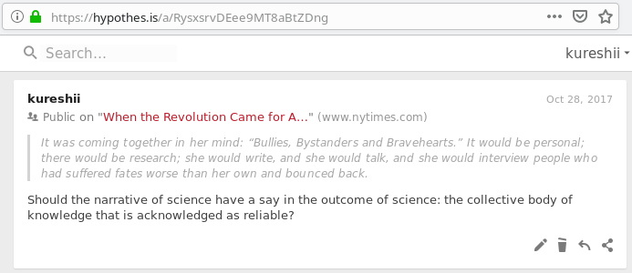 Screenshot of a highlight on the Hypothes.is website