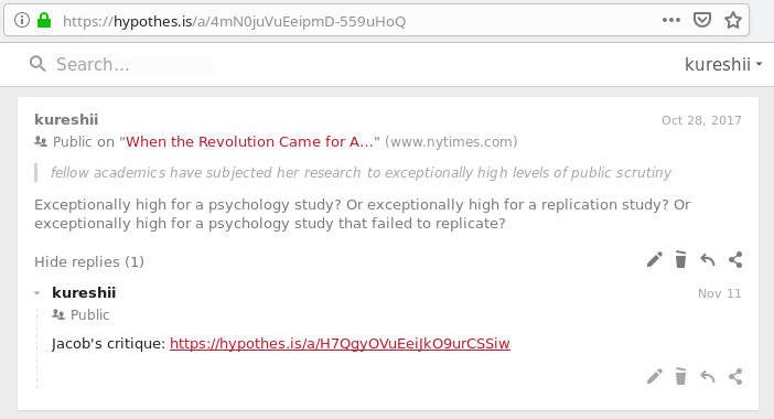 Screenshot of a Hypothes.is highlight page