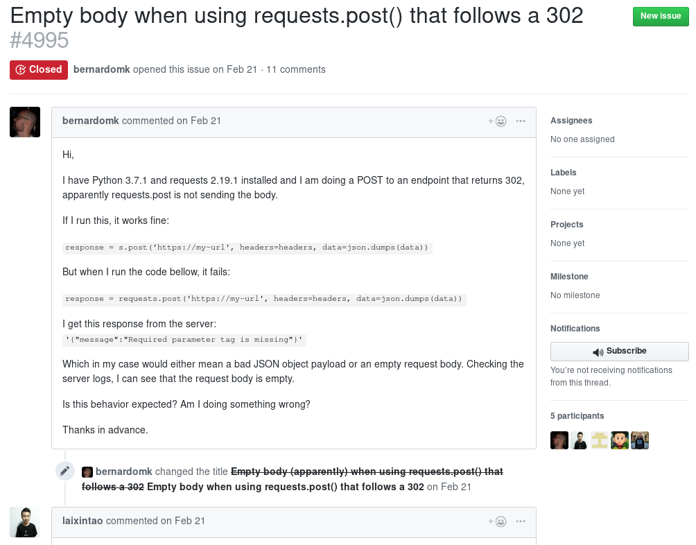 An issue in Github’s issue tracker