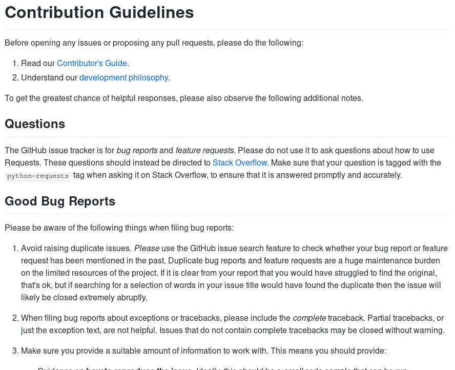 Contribution guidelines for requests