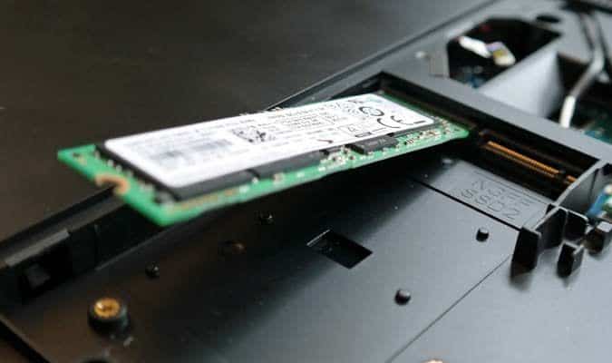 Solid state disk inserted into laptop slot