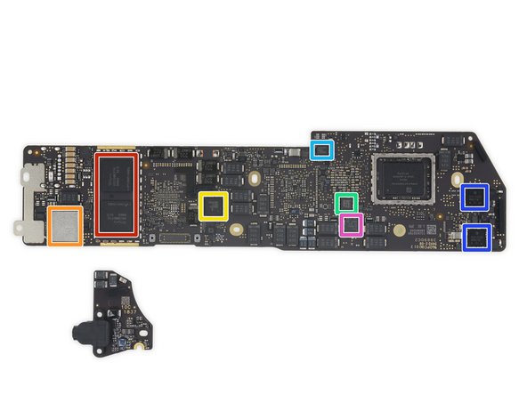 Mainboard of a 2018 Macbook Air (bottom view)