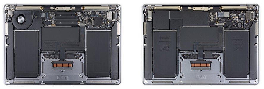 Macbook Air in early 2020 (left), vs late 2020 (right)