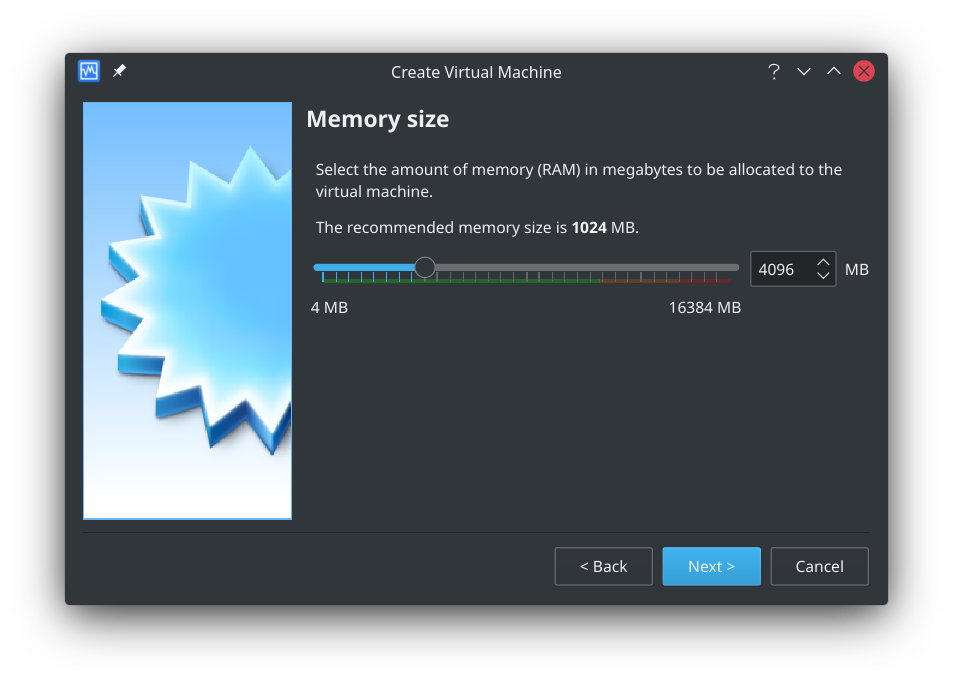 Configuring memory size in Virtualbox