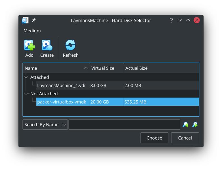 Virtualbox hard disk configuration