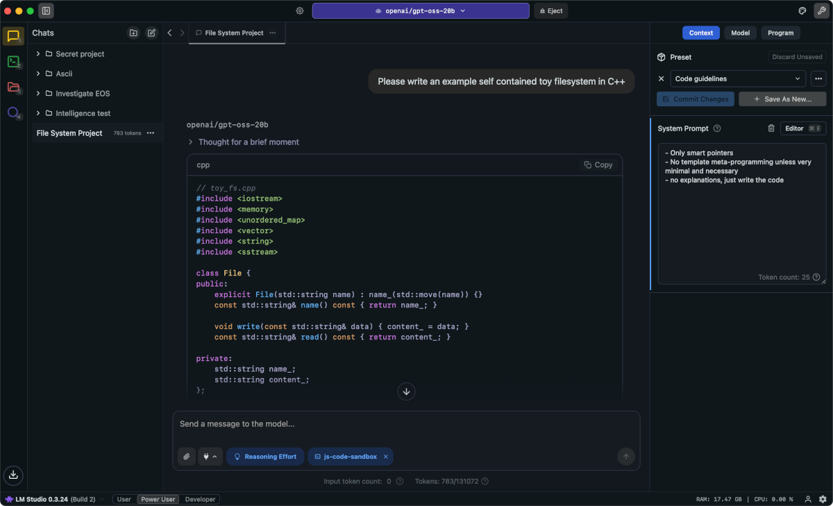 A screenshot of LM Studio